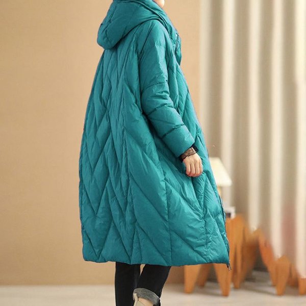 Abrigo Largo Holgado Para Mujer Chaqueta De PlumóN De Pato Blanco Abrigo De Invierno Parkas De Invierno Con Capucha S-image