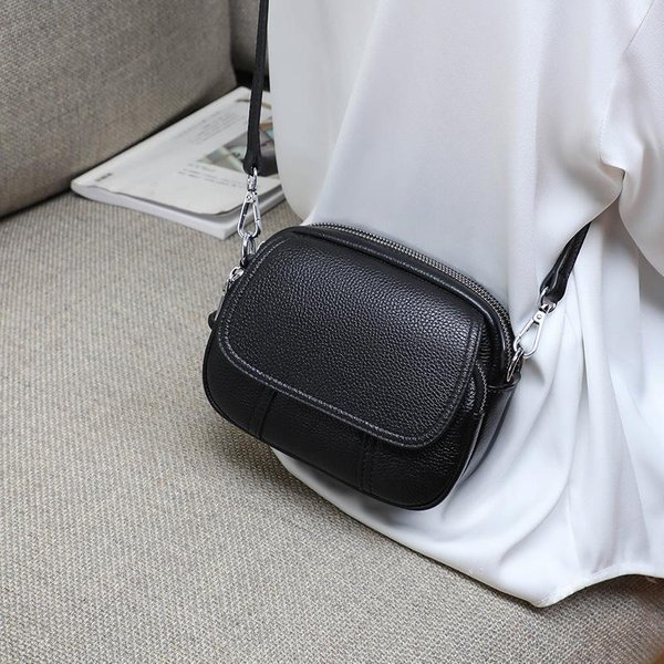 Bolso Mini De Cuero Genuino Para Mujer Nuevo Bolso De Mano Moderno Y VersáTil Bolso Bandolera De Un Hombro Para Mujer Gray-image