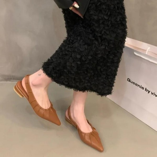 Zapatos De Mujer Venta Caliente Zapatos De Tira Al TalóN Tacones Altos De Mujer Moda PuñO Con Cordones Sandalias Cerradas Nuevas Tallas Grandes Para Oficina Y Carrera 39 MarróN-image