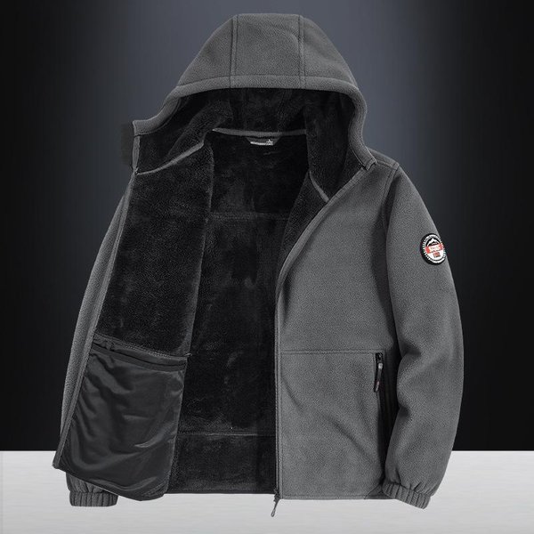 Nueva Chaqueta TéRmica Con Capucha Para Exteriores De Forro Polar Para OtoñO E Invierno Para Hombre 4XL Black-image