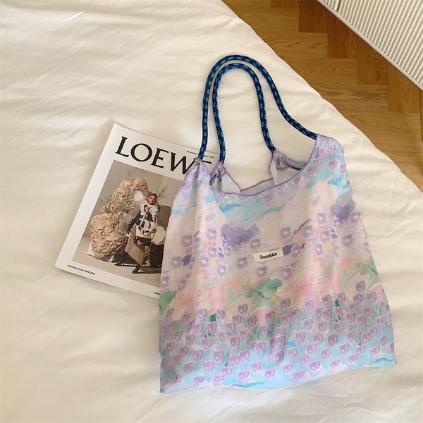 Bolso De Hombro De Lona Para Mujer Bolso Tote Moda Flor Casual Gran Capacidad Bolsos De Mano Para Mujer Viaje Bolso Comprador Liso Gray-image