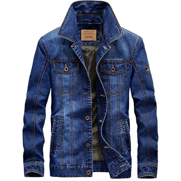 Denim MęSka Kurtka Kurtka MęSka DużY Rozmiar Cienka LuźNa MęSka Kurtka Na Co Dzień M Kolor Granatowy-image