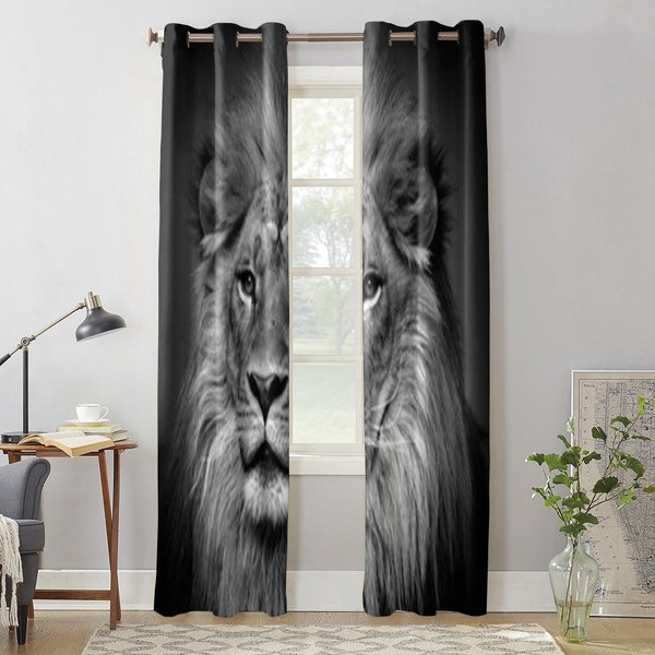 Zwierzę Lew ZasłOna Okienna Do Pokoju DziecięCego Rolety Domowe ZasłOny Do Salonu Sypialni ZasłOny Okienne 135W X 115H(Cm) X1-image