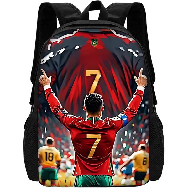 Mochila Escolar Infantil Estrella De FúTbol Con Lonchera R-Ronaldos Bolsas ,Estuches ,C-CR7 Mochilas Escolares Para NiñOs NiñAs Mejor Regalo-image
