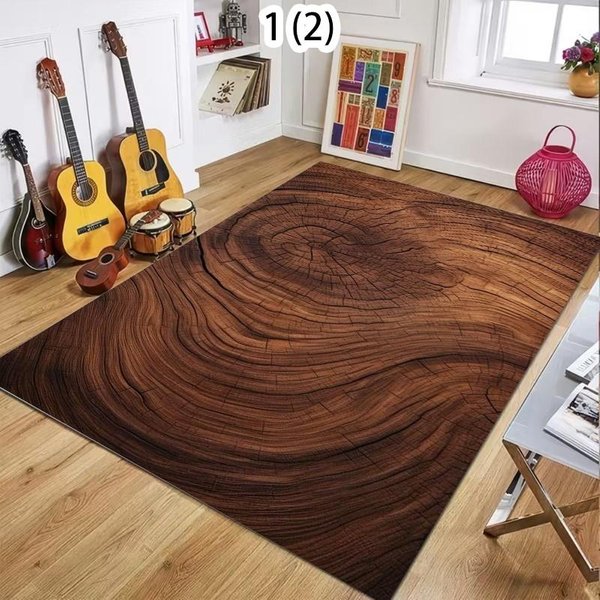 Dywan Obszarowy Z Naturalnym UsłOjeniem Drewna BrąZowy Rustykalna Tekstura Dywan AntypośLizgowy Mata PodłOgowa W Stylu Wiejskim Do Salonu Sypialni Kuchni 120X160Cm-Felt-image