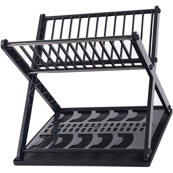 Estante Para Platos De Doble Capa Estante Multifuncional Para Secar Platos Escurridor De Acero Inoxidable Para Encimera De Cocina Negro-image