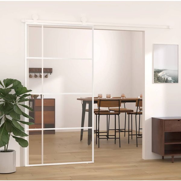 Vidaxl Puerta Corredera, Vidrio Templado Y Aluminio, 102,5X205 Cm, Blanca-image