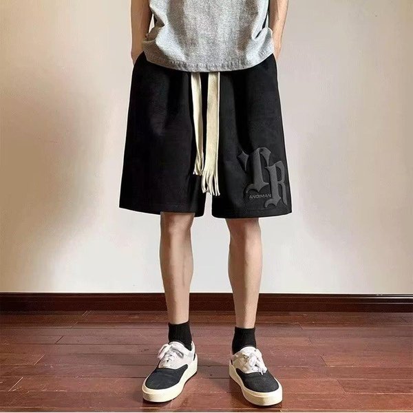 Pantalones Cortos Hombre Verano Sueltos VersáTiles Deportivos Pantalones De Cinco Puntos Pantalones Casuales M Negro-image