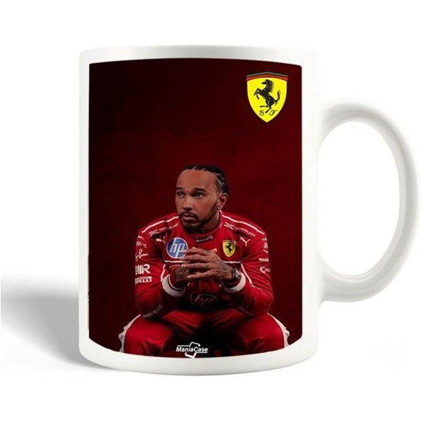 Kubek - Maniacase - Oficjalna Tapeta Hamilton Scuderia Ferrari - Ceramika - 30 Cl - BiałY BiałY-image