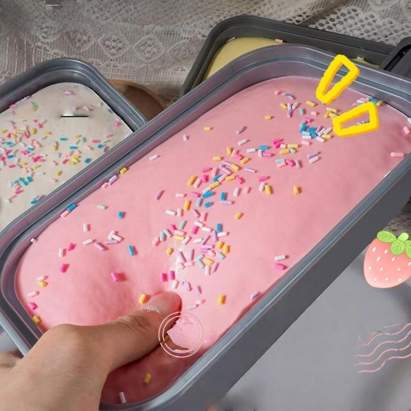 Lepkie PudełKo Ciasto Squishy Zabawka Powoli RosnąCa MasłO Lody Wyciskana Zabawka KształT Jedzenia OdstresowująCa Fidget Zabawka RóżOwy-image