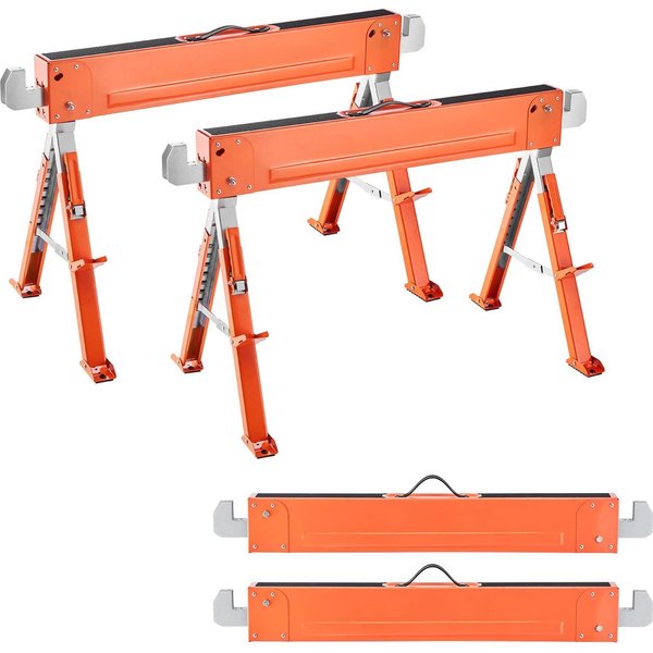 Caballetes, Paquete De 2 Caballetes Plegables, Capacidad De Carga De 816,5 Kg Caballete Con Patas De Alta Resistencia, Caballete De Altura Ajustable Con Almohadillas Antideslizantes, Para-image