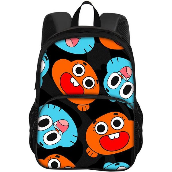 El IncreíBle Mundo De Gumball Mochila Redonda Frontal Mochila Dibujos Animados Anime Impreso Estudiante NiñOs Y NiñAs Mochila Nueva-image