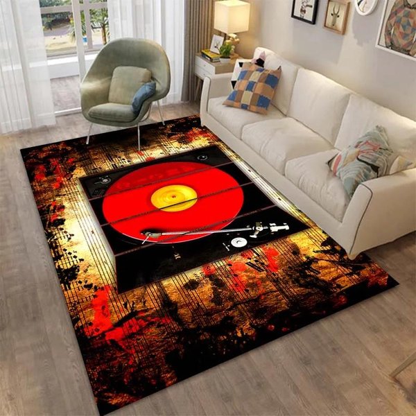 Dywan Dekoracyjny Retro Gramofon Muzyczny Nagrywanie, Dywanik Do Salonu, Sypialni, Na Sofę, Mata AntypośLizgowa Do Pokoju Dziecka, Szybka Dostawa 40X60Cm (16X24In)-image