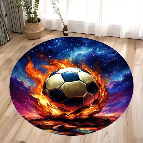 Alfombra Redonda De FúTbol Redonda Para Sala De Estar CíRculo Felpudo Antideslizante Dormitorio BañO Felpudo Lavable DecoracióN Para Pasillo Del Hogar Alfombra 40X40CM-image