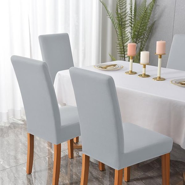 1 /2 /4 /6 Piezas Funda De Silla Color SóLido EláStica Spandex EláStica Fundas Para Silla Para Comedor Cocina Boda Banquete Hotel 2-Pcs Gris Claro-image