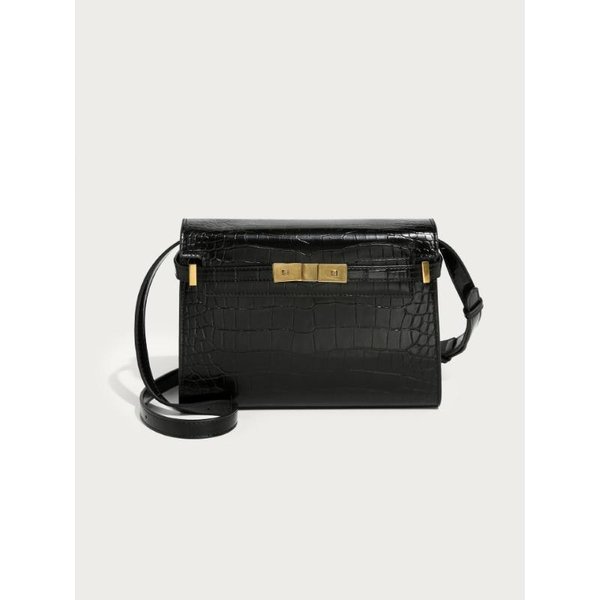 Lujo Ligero Alta Calidad Nuevo Bolso De Mujer VersáTil Para El Trabajo Bolso Postal Bolso Cuadrado PequeñO Bolso De Hombro Cruzado Bolso De Axila Para Mujer Black-image