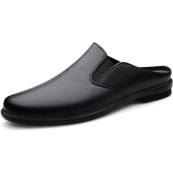 Klapki MęSkie PółButy Dla MężCzyzny Kapcie SkóRzane MęSkie Pół-Eleganckie Buty Codzienne Bez PięTy Mokasyny MęSkie Klapki PłAskie SandałY Z ZamknięTym Czubkiem 39 Gray-image