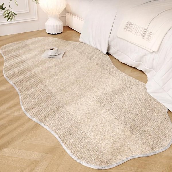 Dywaniki W Stylu Kremowym Do Sypialni, Nieregularne KształTy, Dekoracja Do Salonu, Dywan, Gruby Plusz, Mata PodłOgowa Przy łóżKu, Puszysty, MięKki Dywan Do Salonu 50X120Cm-image