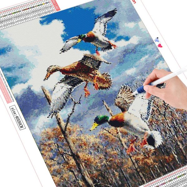 5D Zestaw Do Malowania DiamentóW ZwierząT PełNe WiertłO Diamentowe Hafty Artystyczne Kaczka Akcesoria Do Dekoracji WnęTrz 20X30CM Gray-image