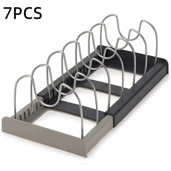 Armario Para Ollas Y Sartenes, Estante De Almacenamiento Extensible De Acero Inoxidable, Tabla De Cortar, Estante Para Secar Utensilios De Cocina, Organizadores De Cocina.-image