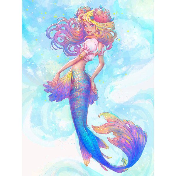 Pintura De Diamante 5D Artesanal, Bordado De Diamantes Redondos, Sirena Colorida, Punto De Cruz, Diamantes De ImitacióN 20X30CM-image