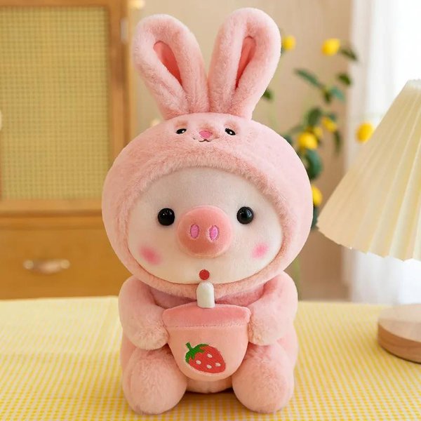 25 Cm Pluszowa ŚWinka Pluszowe ZwierząTko Pluszowe Zabawki ŚWinkę Dla DorosłYch Dzieci Kawaii ŚWinia Z Herbatą Boba Prezent Urodzinowy Dla Dziewczynek ChłOpcóW Zielony-image