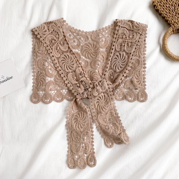 Ganchillo De Encaje Tejido Hueco Cuello Falso PequeñO Chal Para Mujer Cuello Falso Decorativo Accesorios Para Ropa De Mujer Cuello Desmontable-image