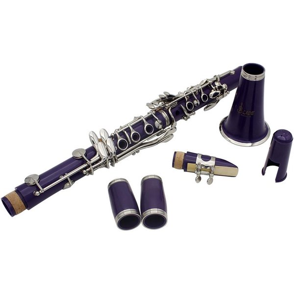 Clarinete ABS 17 Llaves Sib Plano Soprano Clarinete Binocular Con 10 CañAs Estuche PúRpura-image