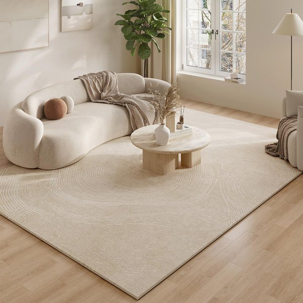 KształT Nieregularny Dekoracja Sypialni Dywan Zmywalny ZagęSzczony Plusz Mata PodłOgowa Do Salonu Dywany W Stylu Kremowym Do Salonu Puszysty MięKki Dywan 80X120Cm-image