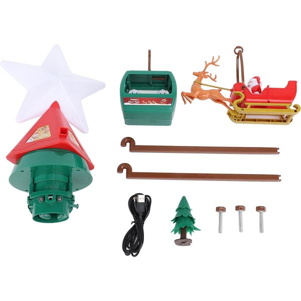 Adorno De Estrella Para ÁRbol De Navidad Altura Ajustable Giratorio Luz MúSica DecoracióN Para La Punta Del ÁRbol Para El Hogar-image