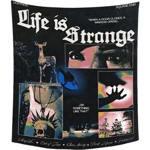 1 Szt. Life Is Strange Tapiseria Z Nadrukiem Grunge Poliester PłAska Dekoracja śCienna 2D Do Sypialni Salonu Akademika WystróJ Gry Indie Fajny Prezent 40X60Cm-image