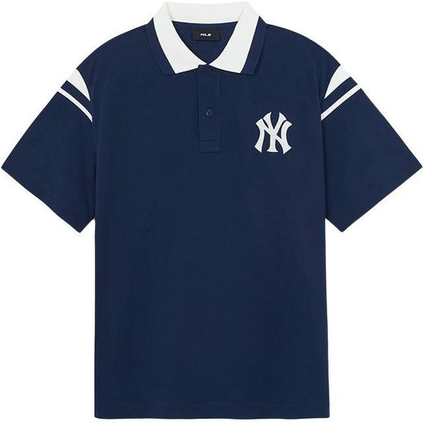 MLB New York Yankees SS25 Logo De Marca Raya De Letras Camiseta Casual De Manga Corta Polo Tops Unisex 3APQV0353-50NYS XL White-image