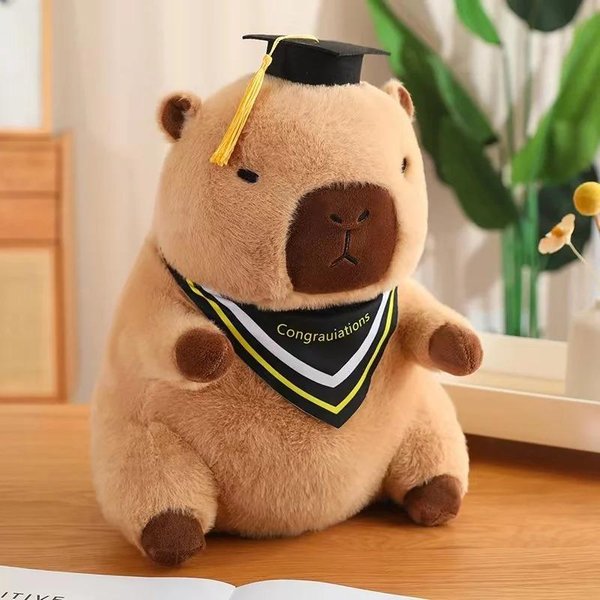 Gorro De Doctor Capibara Peluche MuñEcos De Peluche De GraduacióN Animal De Peluche Lindo Colgante Lindo Almohada De Dibujos Animados Suave Regalo De GraduacióN-image