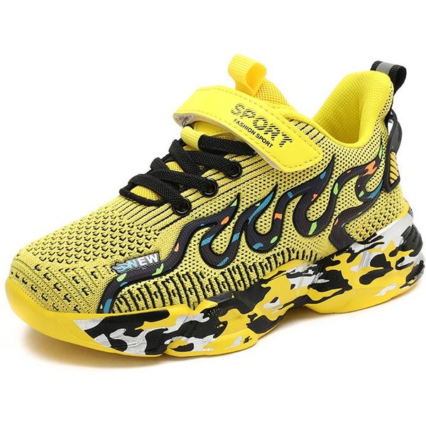 Primavera OtoñO NiñOs Zapatos Nuevos Para NiñOs NiñAs Zapatillas NiñO Zapatos Casuales Transpirables Planos Running Zapatos Deportivos Para NiñOs Adolescentes NiñOs 35 Amarillo-image