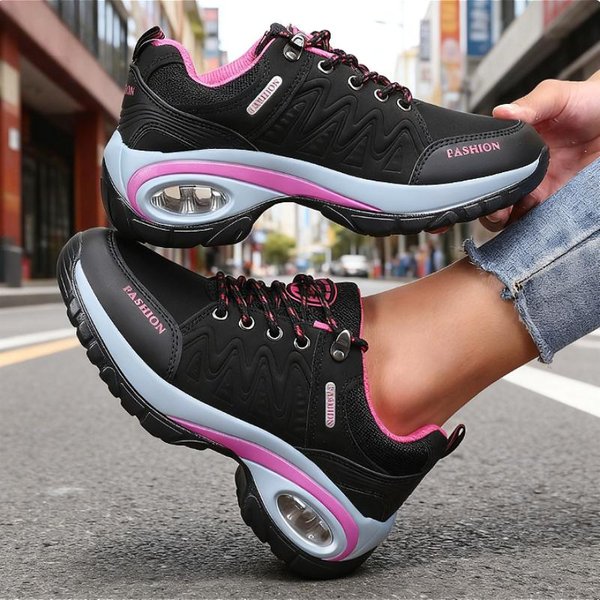 Damskie Buty Sportowe Modne AntypośLizgowe Wulkanizowane Buty Wysokiej JakośCi PłAskie Buty Damskie Do Chodzenia Platforma DużY Rozmiar Zapatillas Mujer 36 Czarny-image