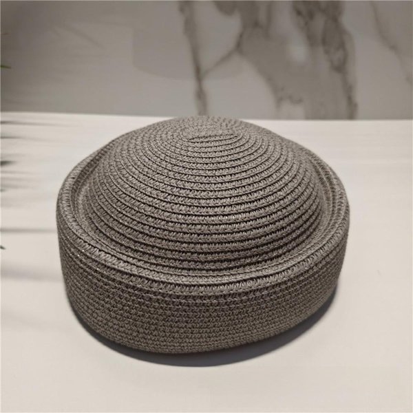 Boina De Pintor Estilo Retro Sombrero De Paja Tejido DiseñO ArtíStico Sombrero De Sol Elegante De Paja Para Mujer Gris-image