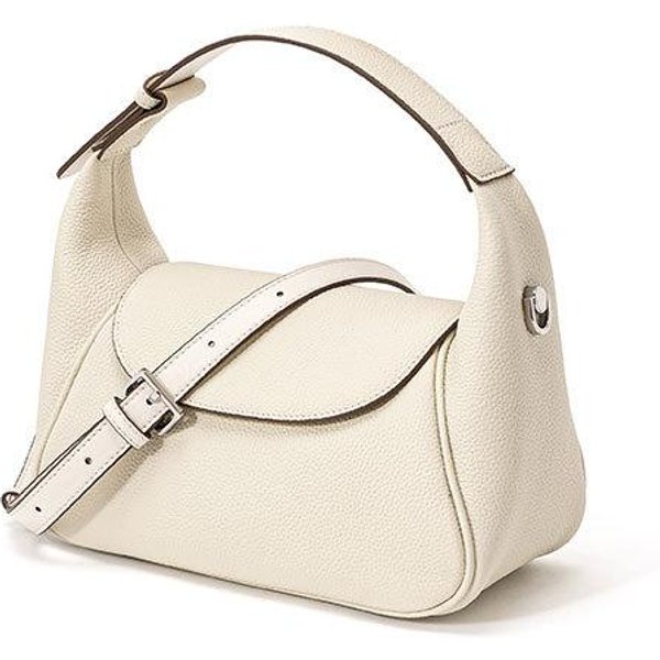 Bolso De Cuero De Capa Superior DiseñO Nicho Bolso Almohada Tostada Bolso Simple De Cuero Para Mujer Un Hombro Cruzado Blanco-image