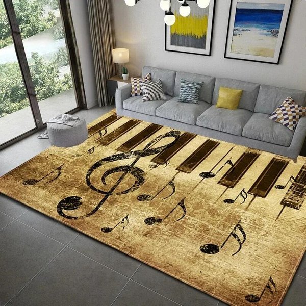 Dywan Z Motywem Muzyki Fortepianowej, DużY, AntypośLizgowy Dywanik PodłOgowy Do Sypialni, Salonu, Dekoracja Domu 40X60Cm Black-image