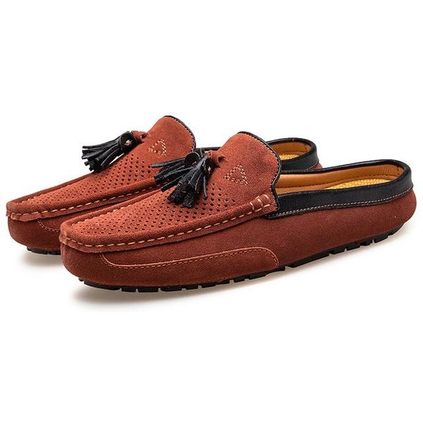 Zapatos Casuales Para Hombre Moda Hombre Media Zapatilla Mocasines Ante Suave Mocasines Slip On Zapatos De ConduccióN Para Hombre Zapatos Perezosos Talla Grande 38-image