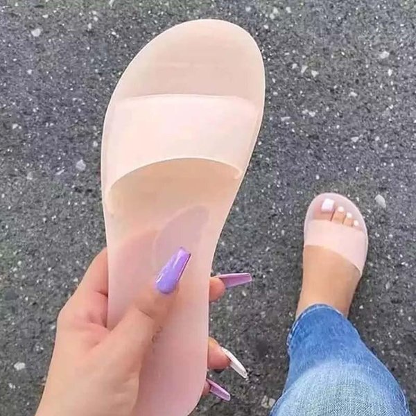 SandałY Damskie Seksowne Letnie Buty Damskie Wsuwane Modne SandałY Klapki Damskie Przezroczyste PłAskie Buty 42-image