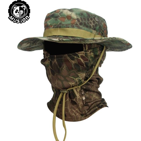 Musion Kapelusz Boonie Kominiarka Kapelusz Zestaw SkłAdany Kapelusz Ochrona Przeciw SłOńCu Czapka WęDkarska OddychająCa WęDkarz Outdoor Polowanie WęDkowanie Szeroki H Black-image