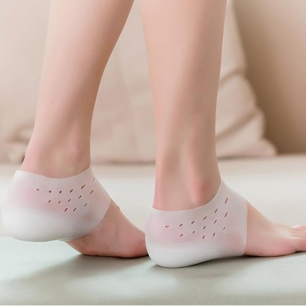 Calcetines De Silicona Invisibles Unisex Para Aumentar La Altura, Almohadillas De Gel Para El TalóN, Soporte OrtopéDico Para El Arco, Almohadillas Para El TalóN, Almohadilla Para Masaje De Pies, 5CM 2.0CM Blanco-image