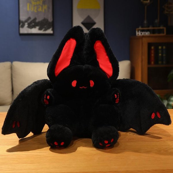 25/35Cm Oscuridad Kawaii MurciéLago Conejo Juguete De Peluche Relleno Negro Rosa Verde Dibujos Animados Animal Volador Con Alas Regalo Del DíA De Halloween 25Cm-image