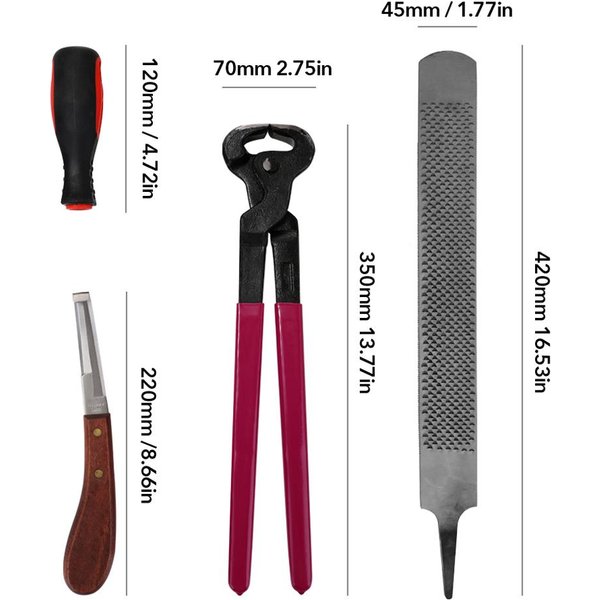 4 Piezas Pinzas Para Herrar PezuñAs De Caballo Lima Raspadora Para Recortar Herramienta Cortadora De PezuñAs Mango Accesorio Para El Cuidado Del Caballo-image