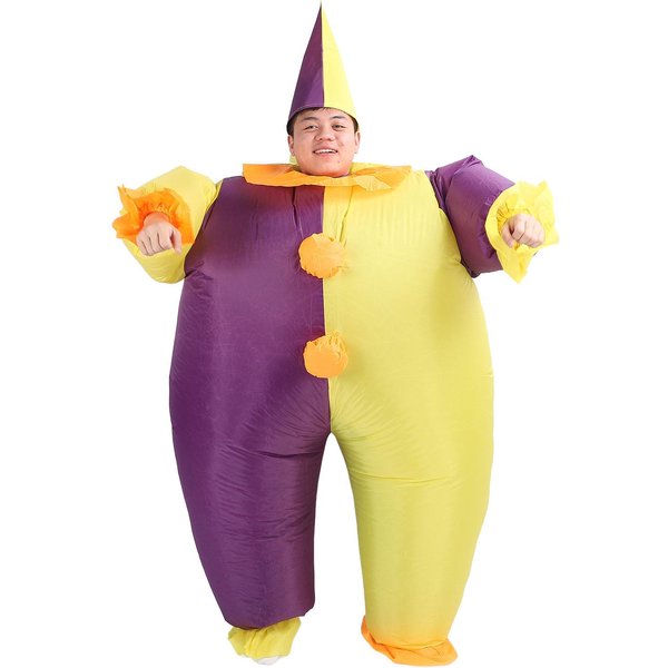 Nadmuchiwany StróJ Klauna Dla DorosłYch Poliester Nadmuchiwany Zabawny StróJ Jokera Garnitur Na Wakacje Cosplay Yellow-image
