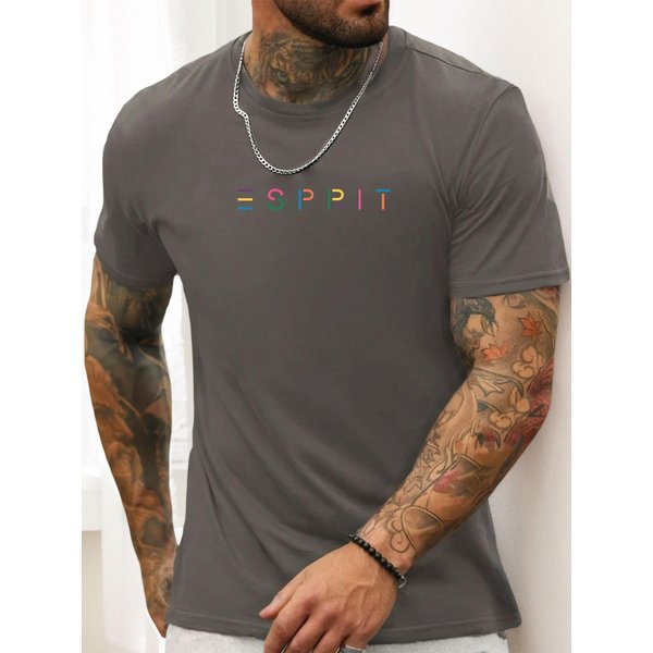 T-Shirt Z KróTkim RęKawem Esprit MęSki 100% BawełNa Koszula Z Nadrukiem Letnia OkrąGłY Dekolt OddychająCa Codzienna Moda Fajny T-Shirt M-image