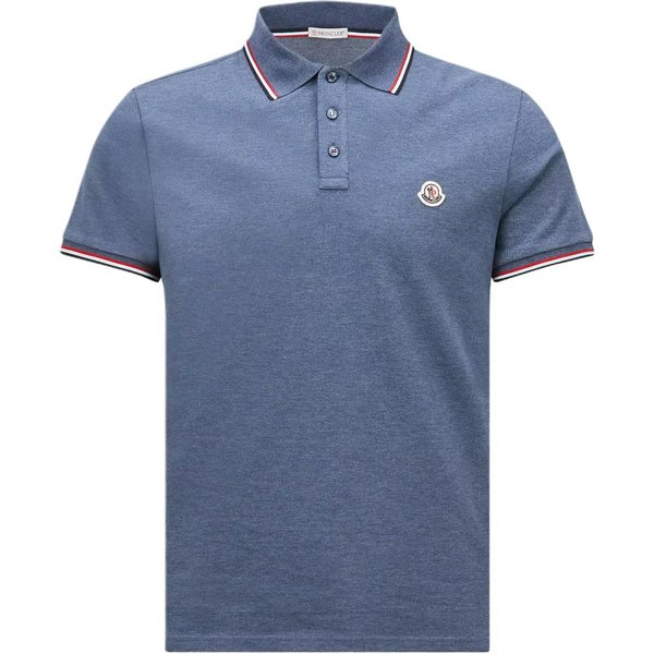 Moncler SS26 AlgodóN Piqué Logo Corte Ajustado Botones Manga Corta Camisa Polo Hombre Tops L10918A7030084556794 M Gray-image