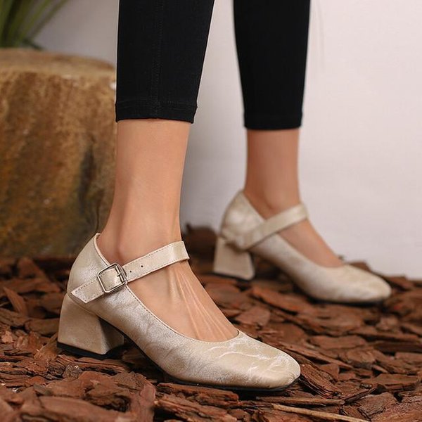 Tallas Grandes 44 45 46, Zapatos De Mujer Nuevos, Zapatos De Punta Redonda, Tacones Altos Para Mujer, Zapatos De Trabajo, Zapatos De TacóN Para Mujer, Tacones Gruesos 45 Albaricoque-image