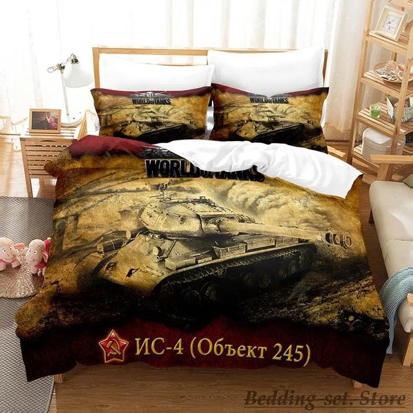 PośCiel World Of Tanks Pojedyncza Twin PełNa Queen King Rozmiar Zestaw PośCieli Anime Dla DorosłYch Dzieci Sypialnia Poszewka Na KołDrę 70X133Cm 2Pcs-image