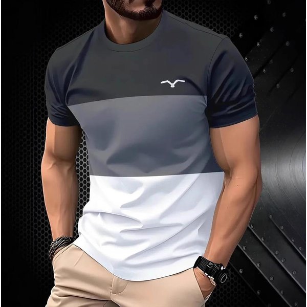 Letnia MęSka Casualowa Koszulka Sportowa Z Nadrukiem 3D, Gradientowa, Z KróTkim RęKawem, Z OkrąGłYm Dekoltem 5XL-image
